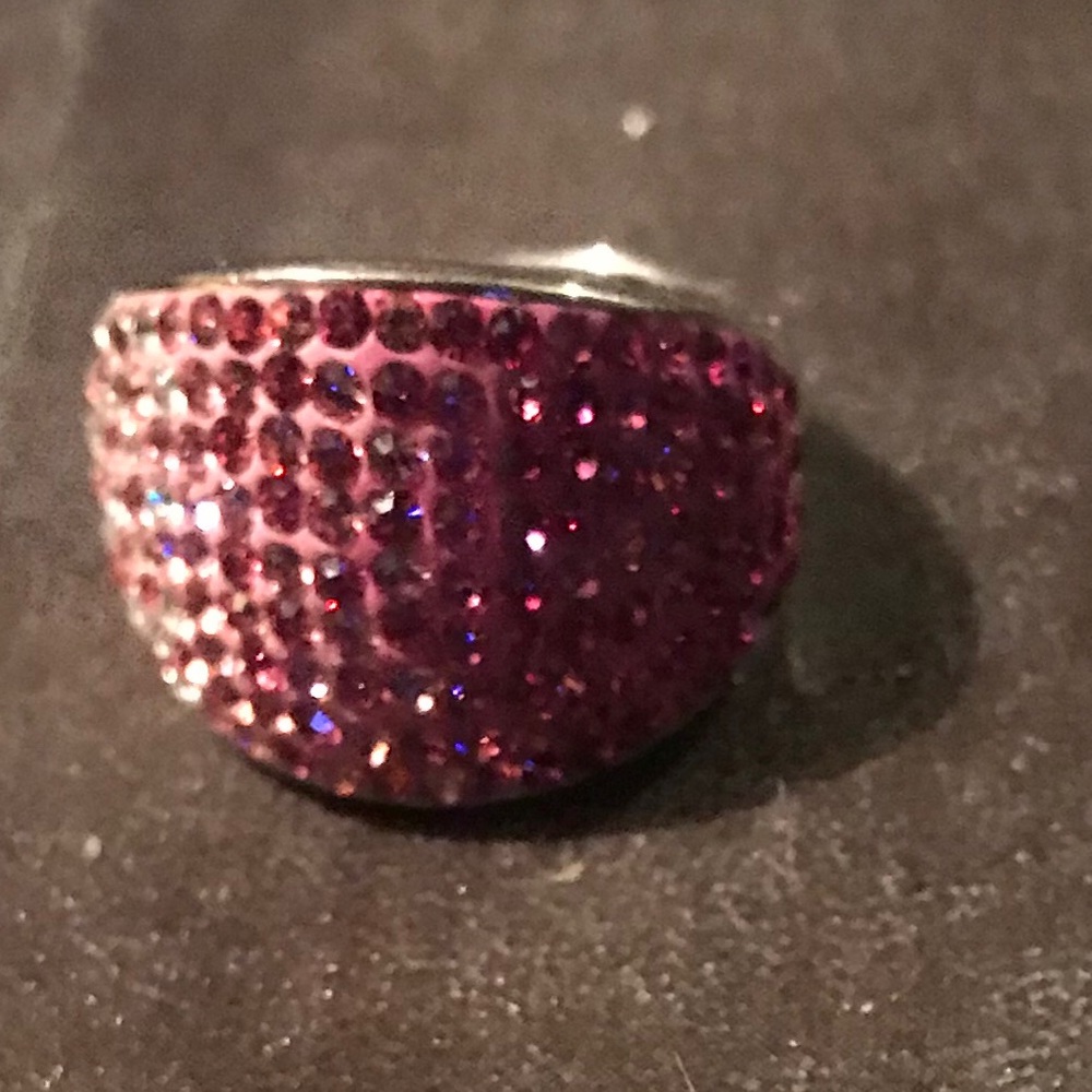 STERLING SILVER PINK PAVE STONE RING.. sz 6 new!